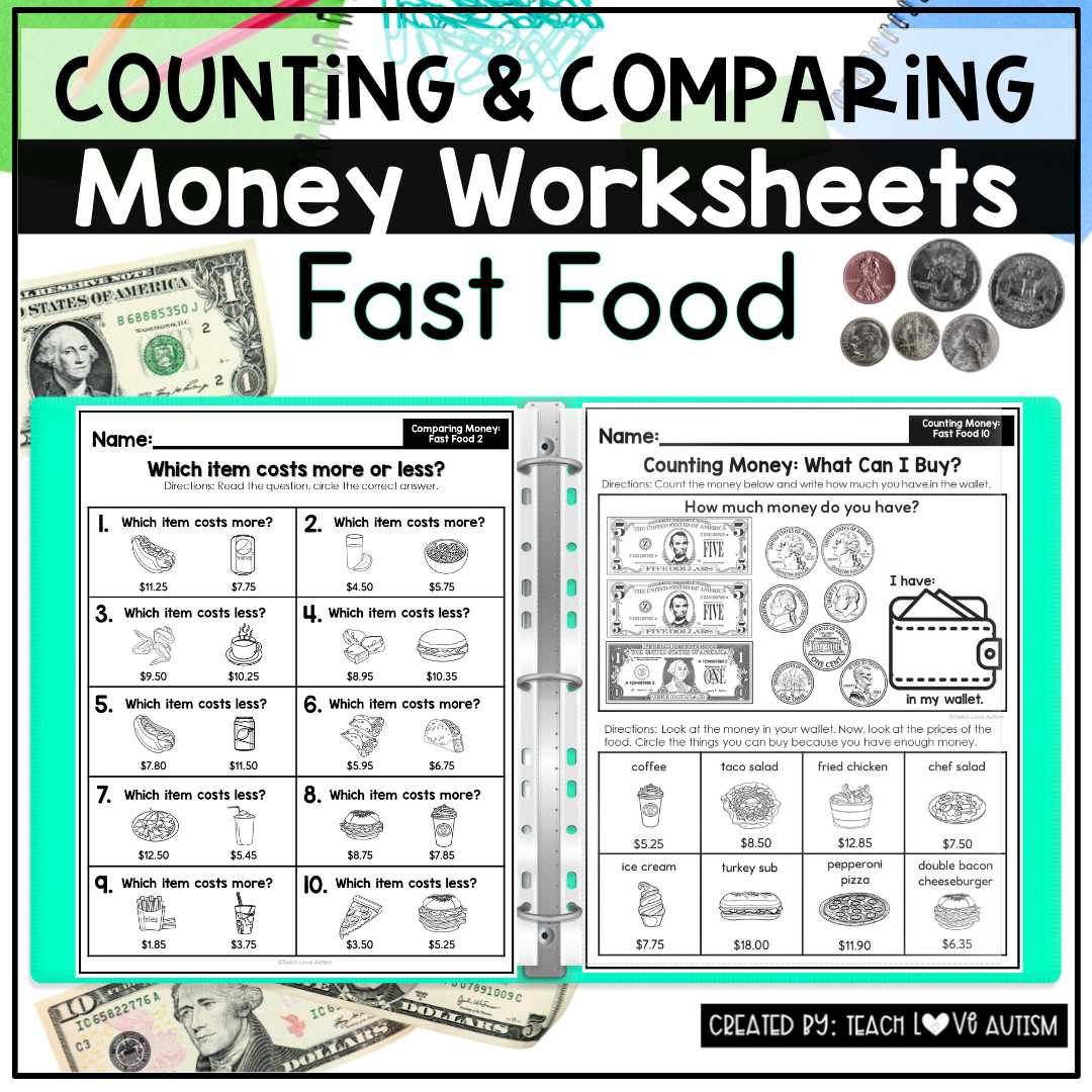 comparing money worksheet