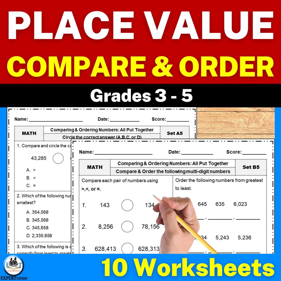 comparing numbers worksheets 4th grade
