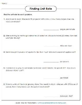 comparing unit rates worksheet 6th grade