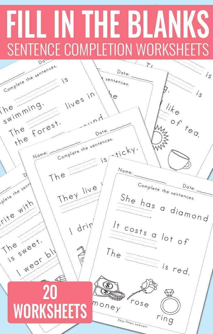 complete a sentence worksheet