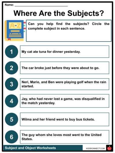 complete subjects worksheet