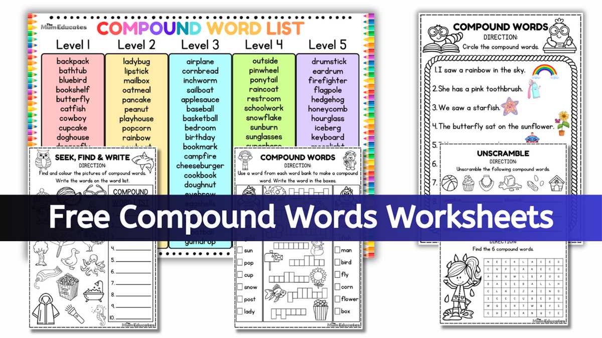 compound words for kindergarten worksheets