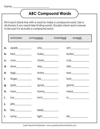 compound words worksheets for kindergarten