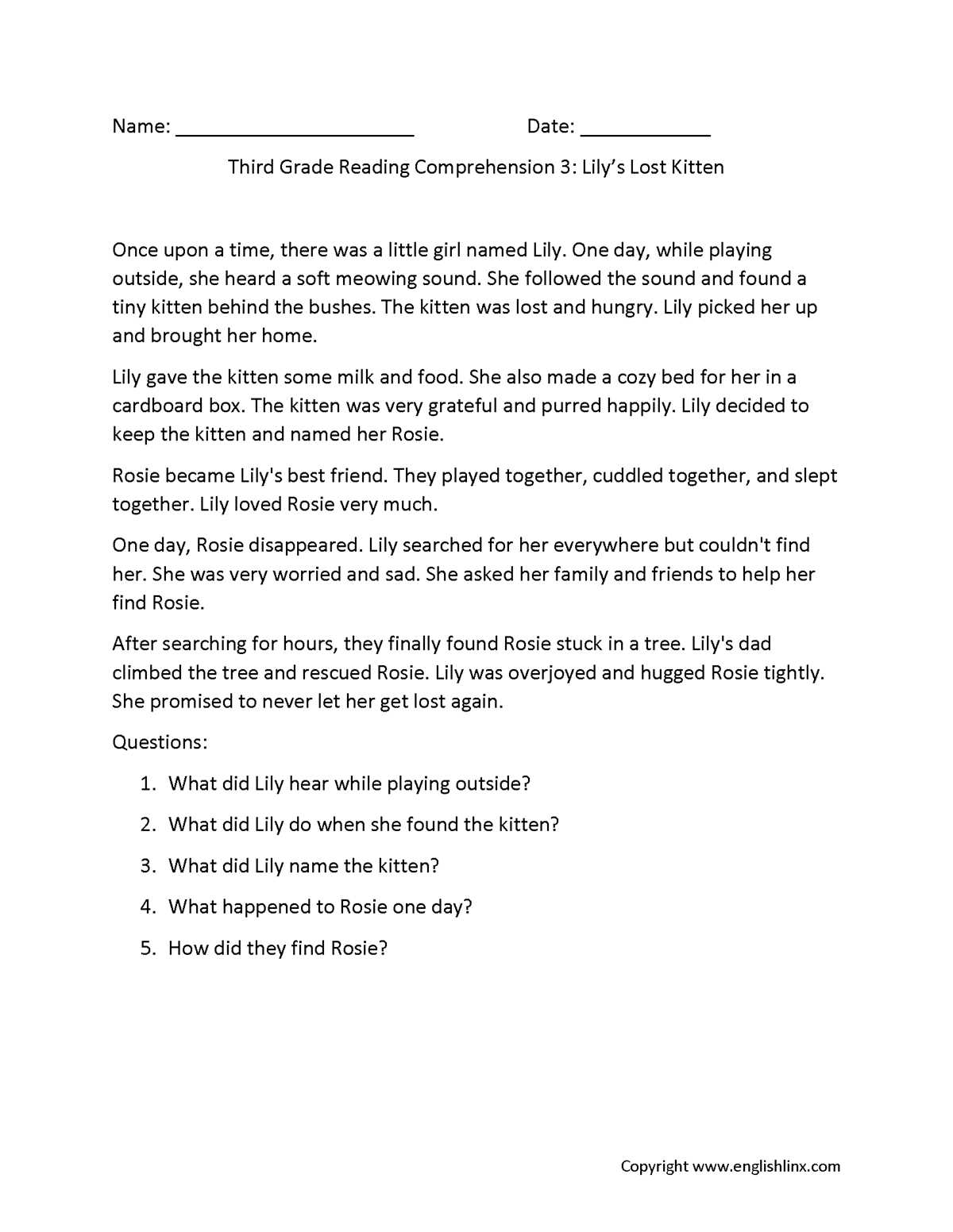 comprehension worksheets free