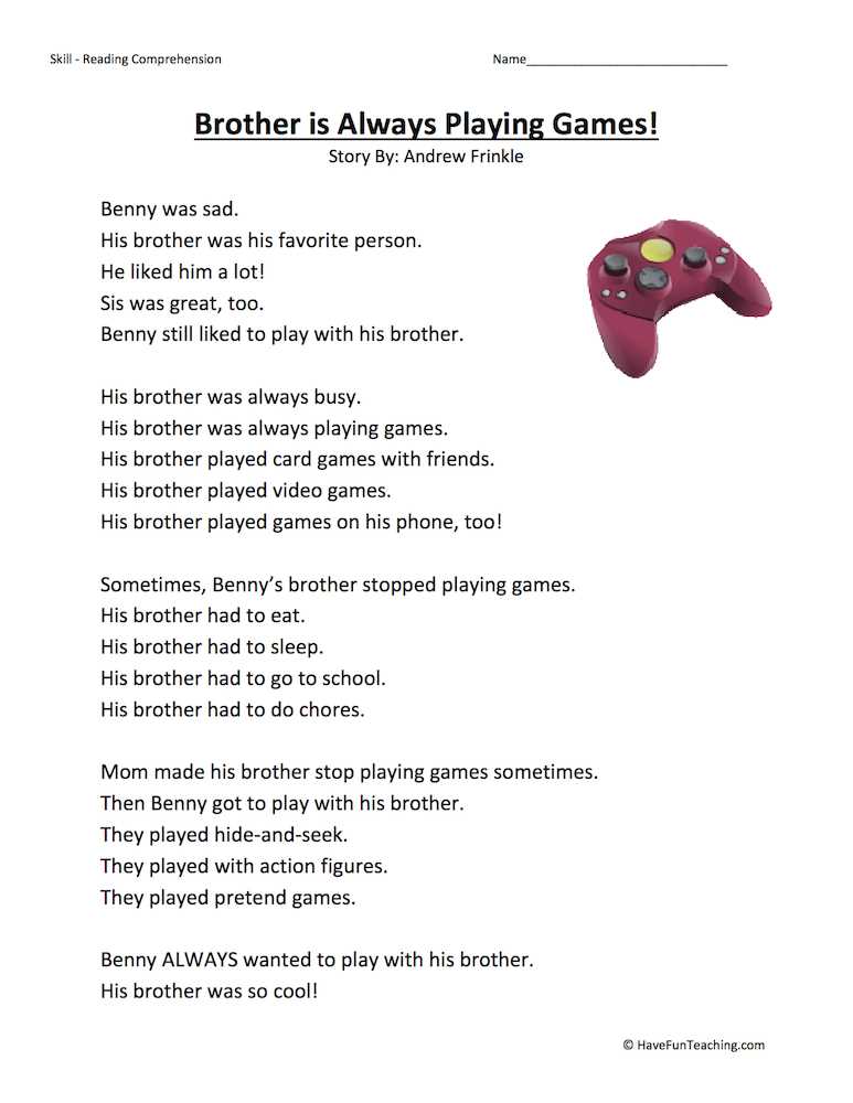 computer games worksheet