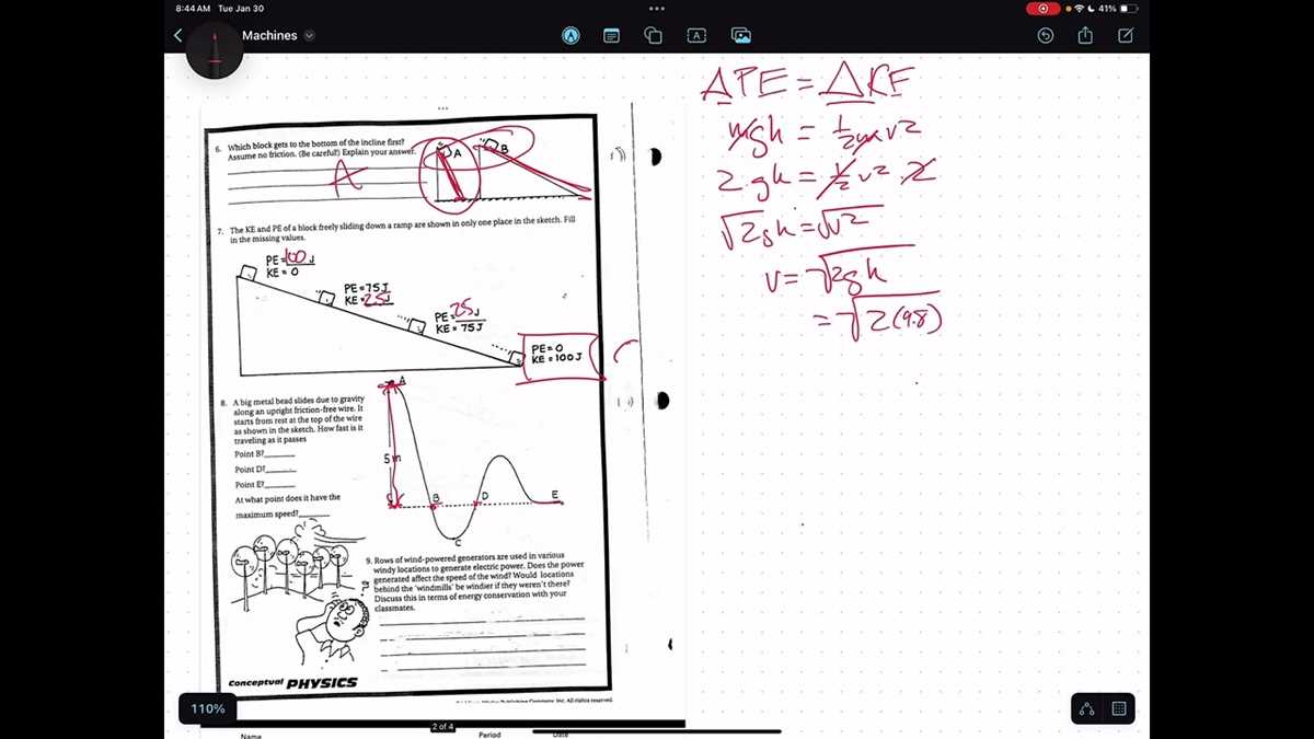 conceptual physics energy worksheet