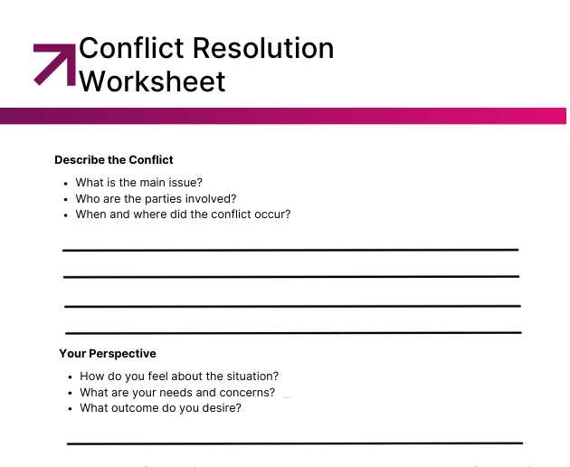 conflict worksheet