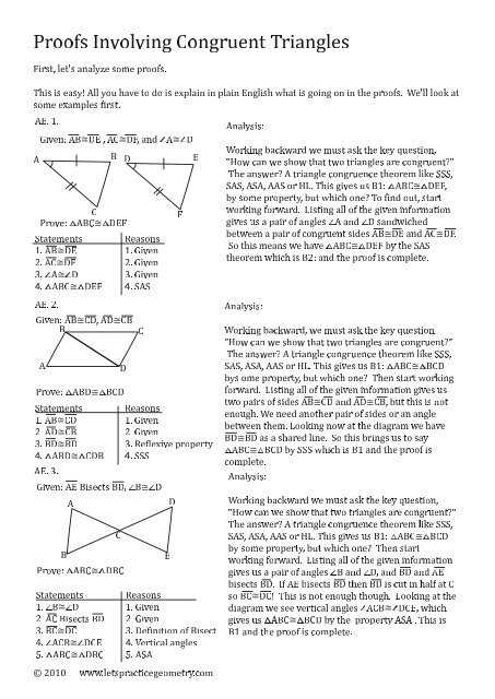 congruent triangle proof worksheet