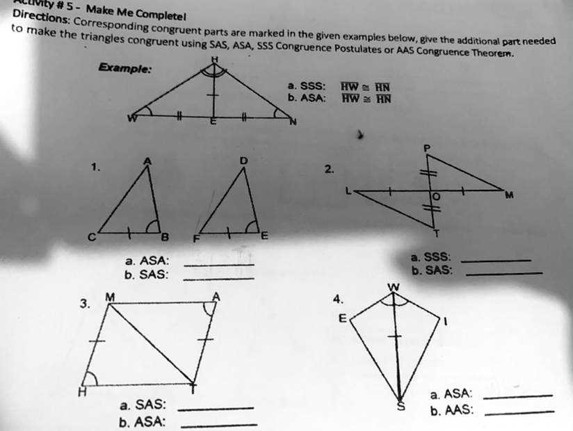 congruent triangles sss sas asa aas worksheet