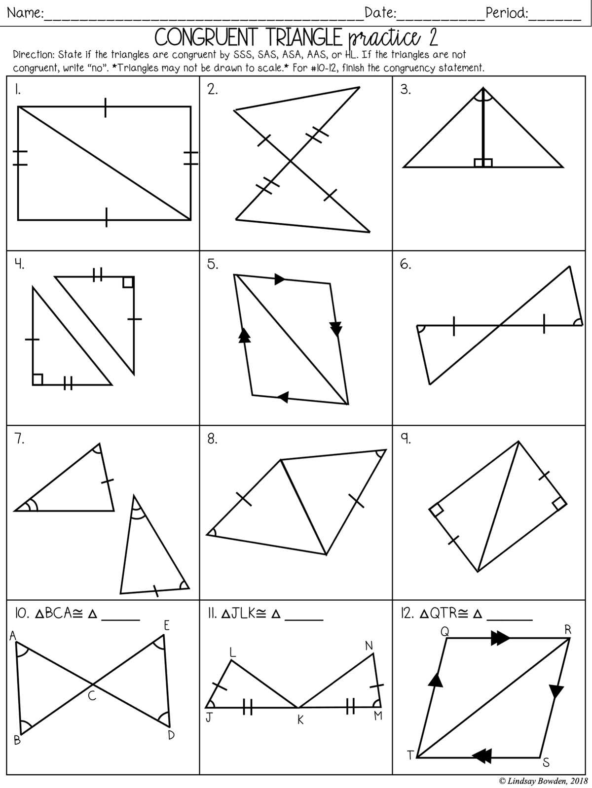 congruent triangles worksheets