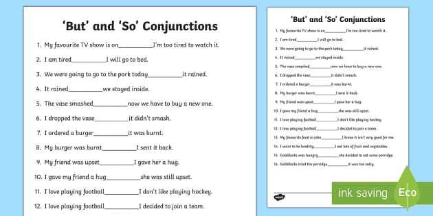 conjunction practice worksheet