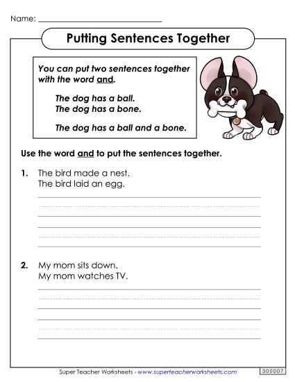 conjunctions worksheets printable