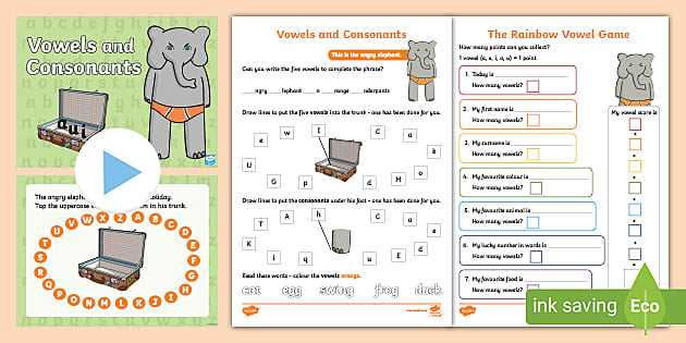 consonant and vowel worksheet