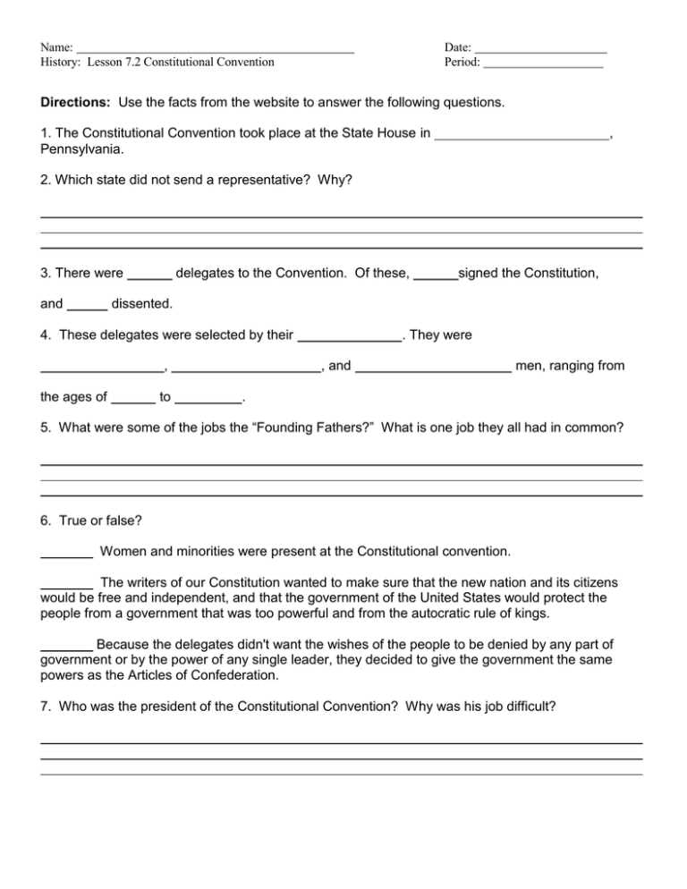 constitutional convention worksheet constitutional convention worksheet