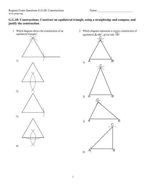 constructing an equilateral triangle worksheet