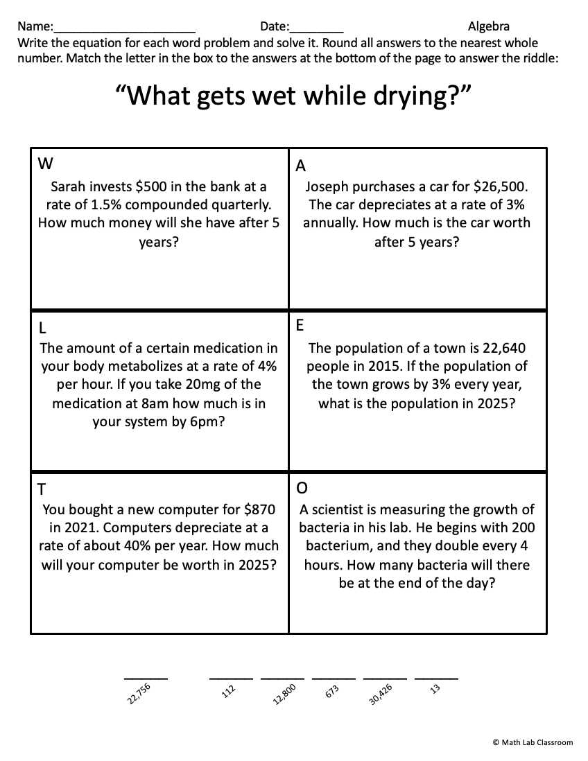 continuous exponential growth and decay worksheet