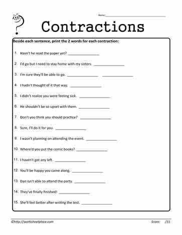 contractions paragraph worksheet contractions paragraph worksheet