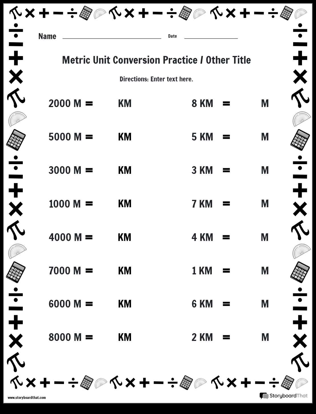 conversion of metric system worksheet