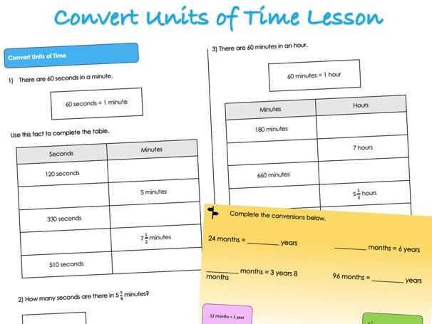 converting between units of time worksheet