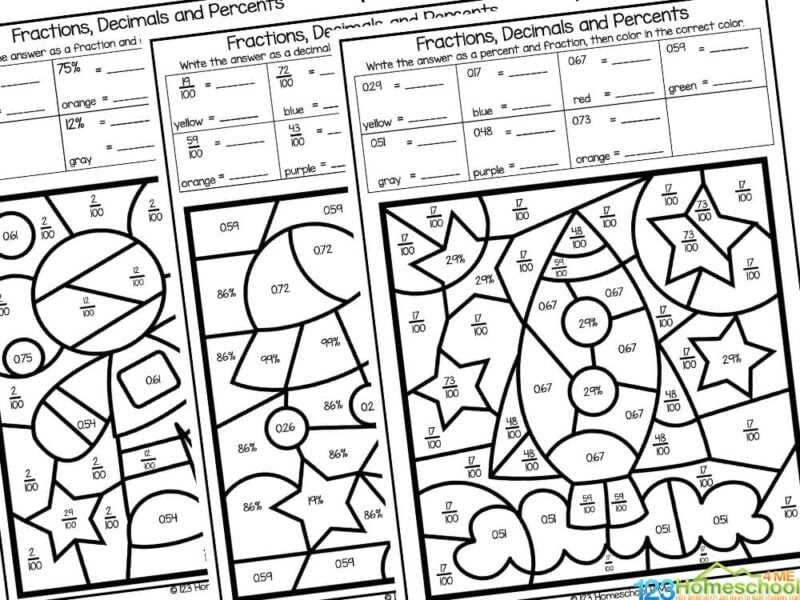 converting percentages to decimals worksheet