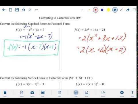 converting to vertex form worksheet