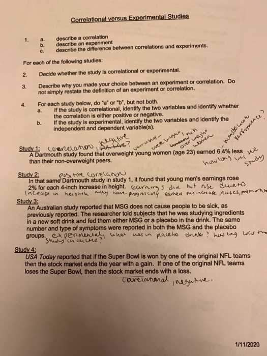 correlation experiment or quasi experiment worksheet