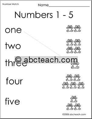 count and match 1 5 worksheets