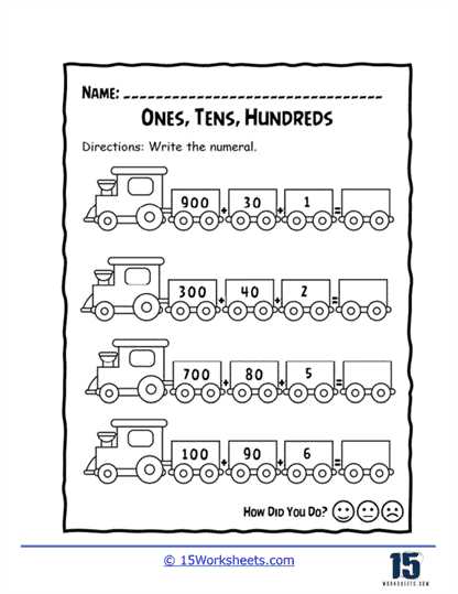 count from 84 to 300 hundreds tens ones worksheets