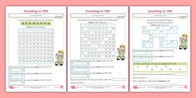 count to 100 worksheets