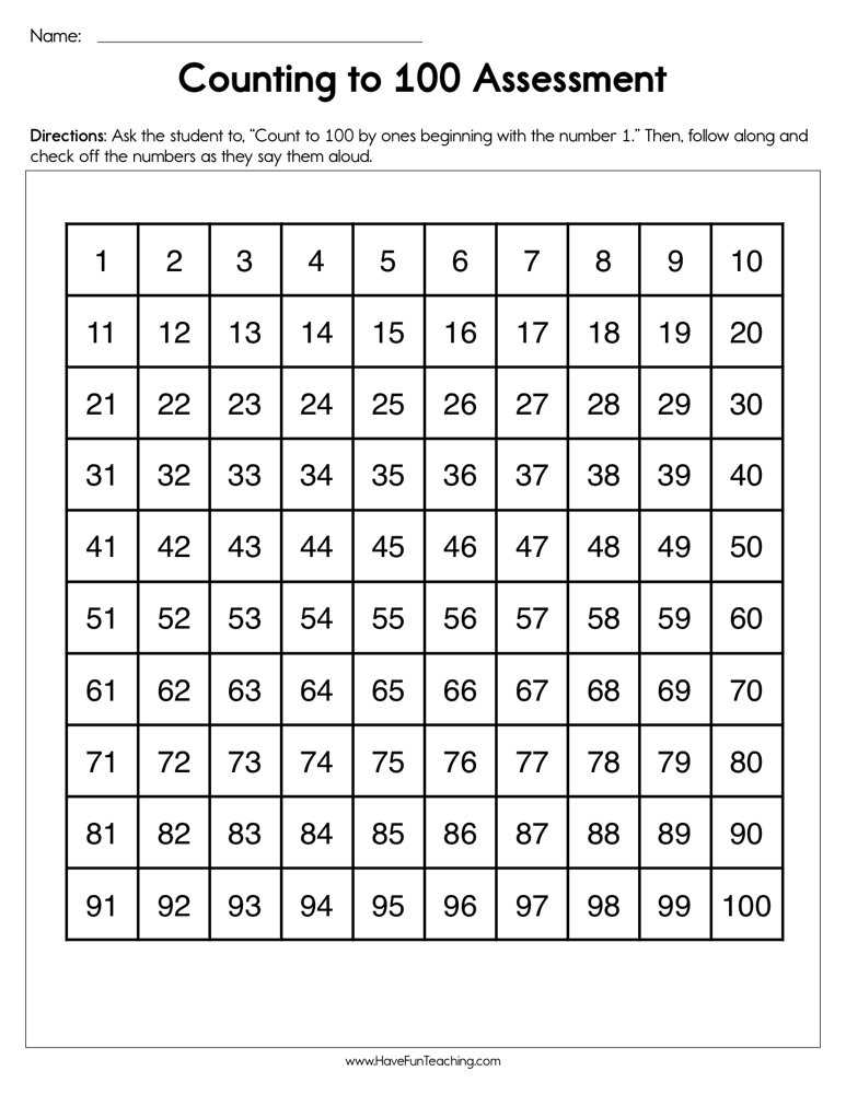 count to 100 worksheets