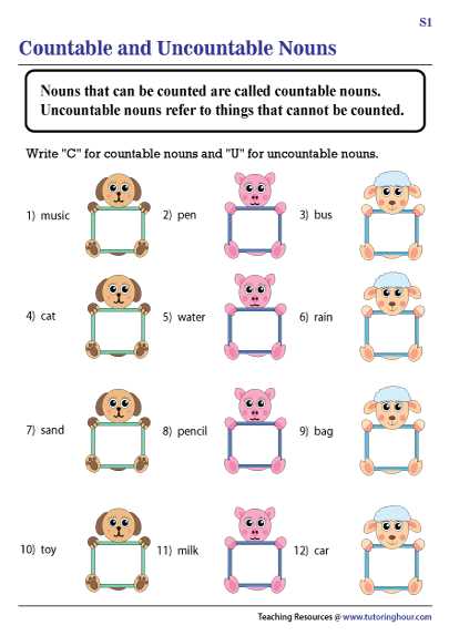 countable or uncountable worksheet