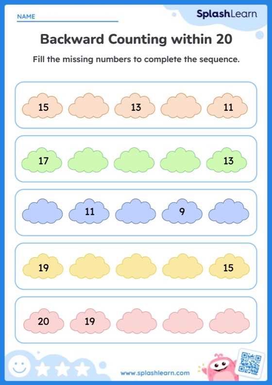 counting backwards from 20 worksheet