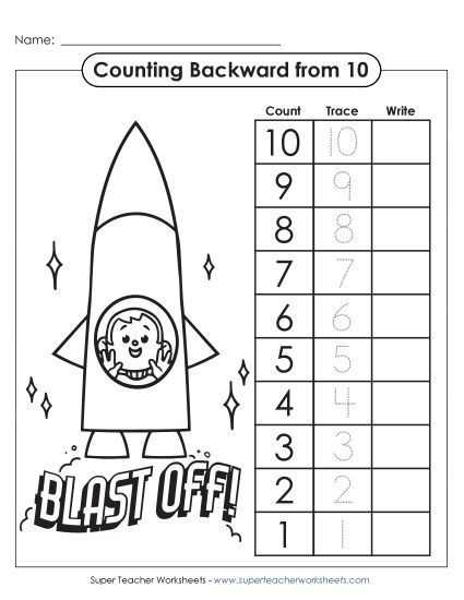 counting backwards worksheet