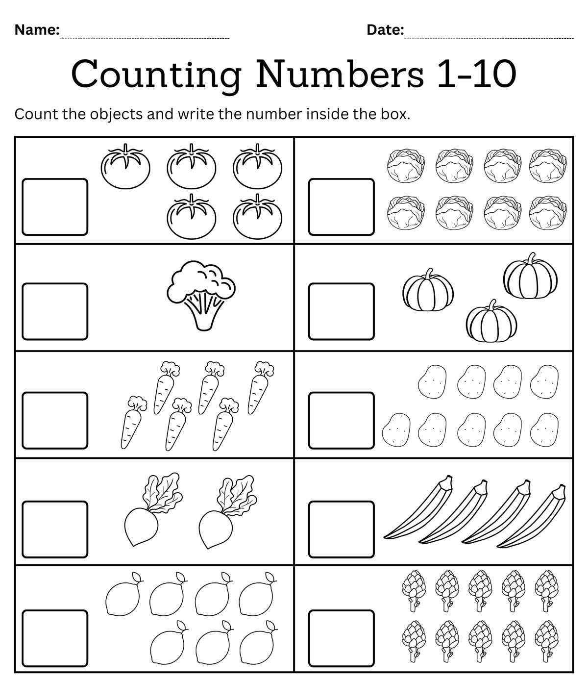 counting items worksheets