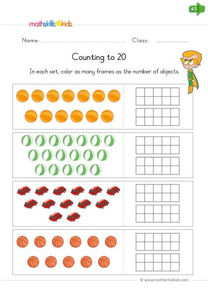 counting objects 1 20 worksheets