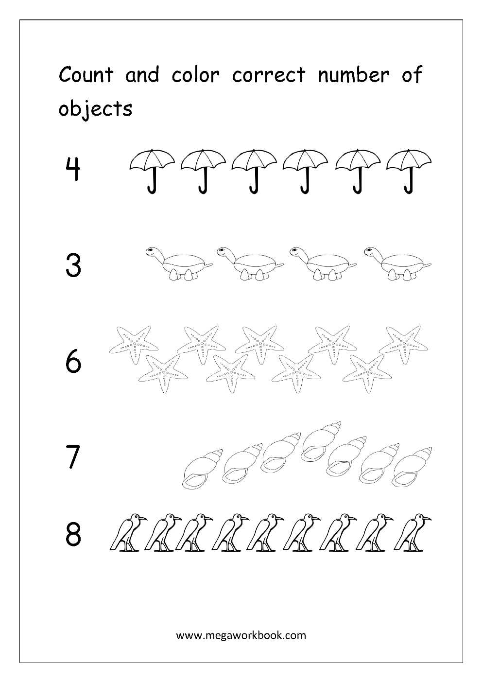 counting objects worksheet kindergarten