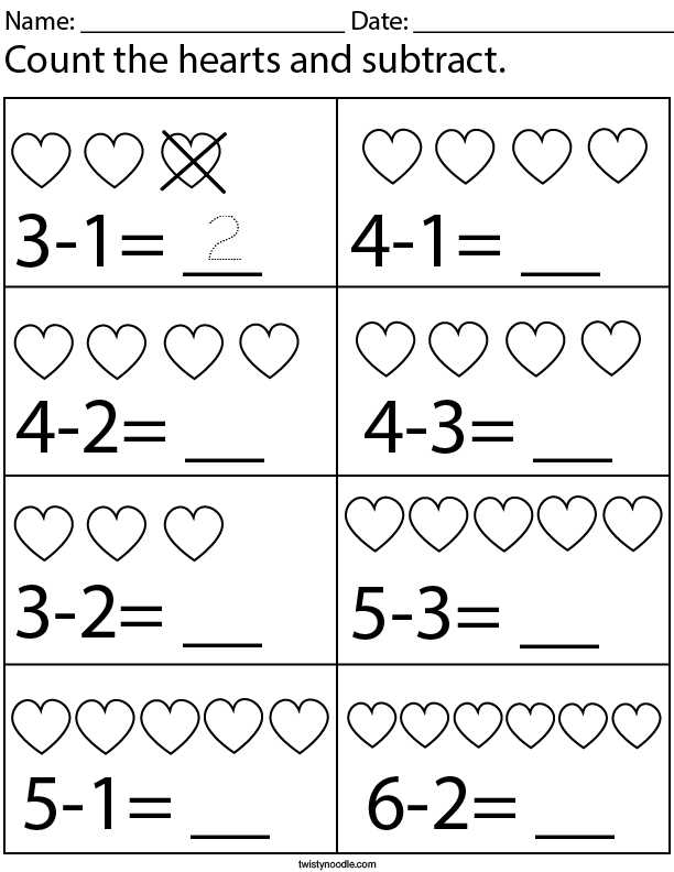 counting on to subtract worksheet