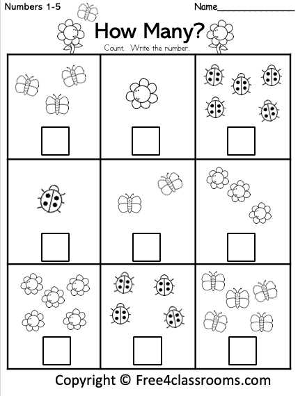 counting to 5 worksheet