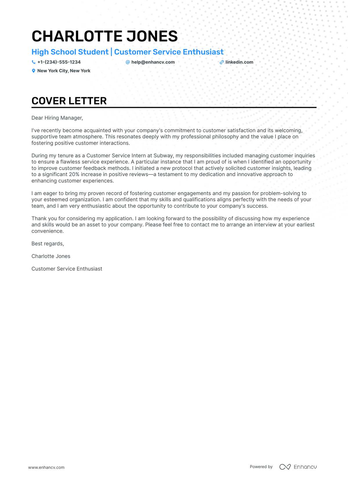 cover letter worksheet for high school students