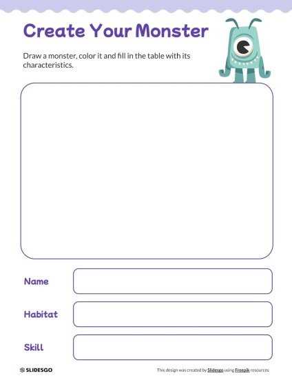 create a monster worksheet