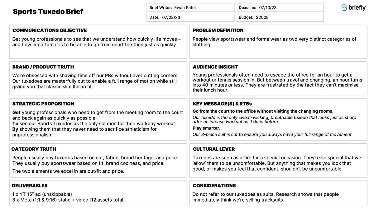 creative brief worksheet