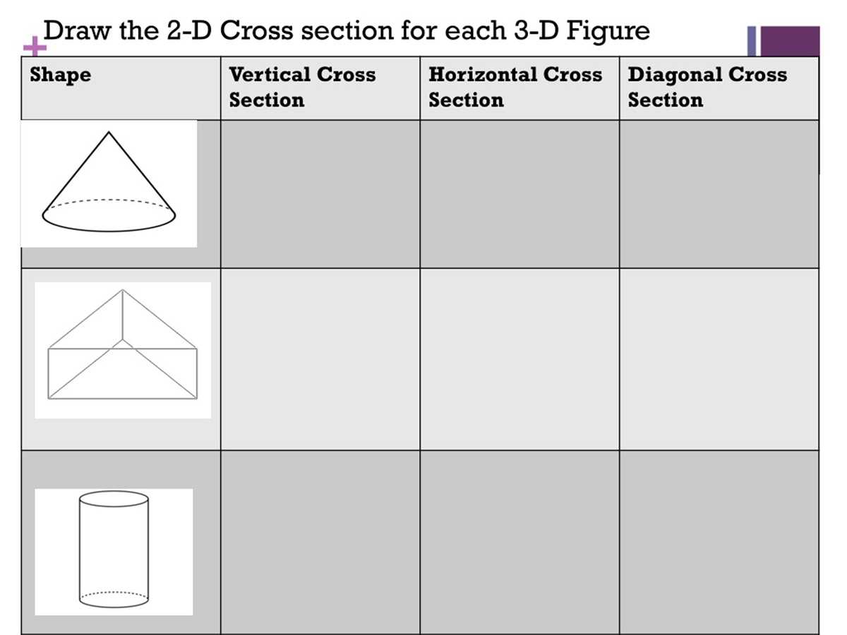 cross sections of 3d shapes worksheets
