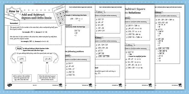 cube cube roots worksheet class 8
