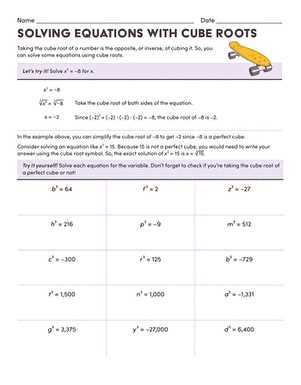 cube roots worksheet