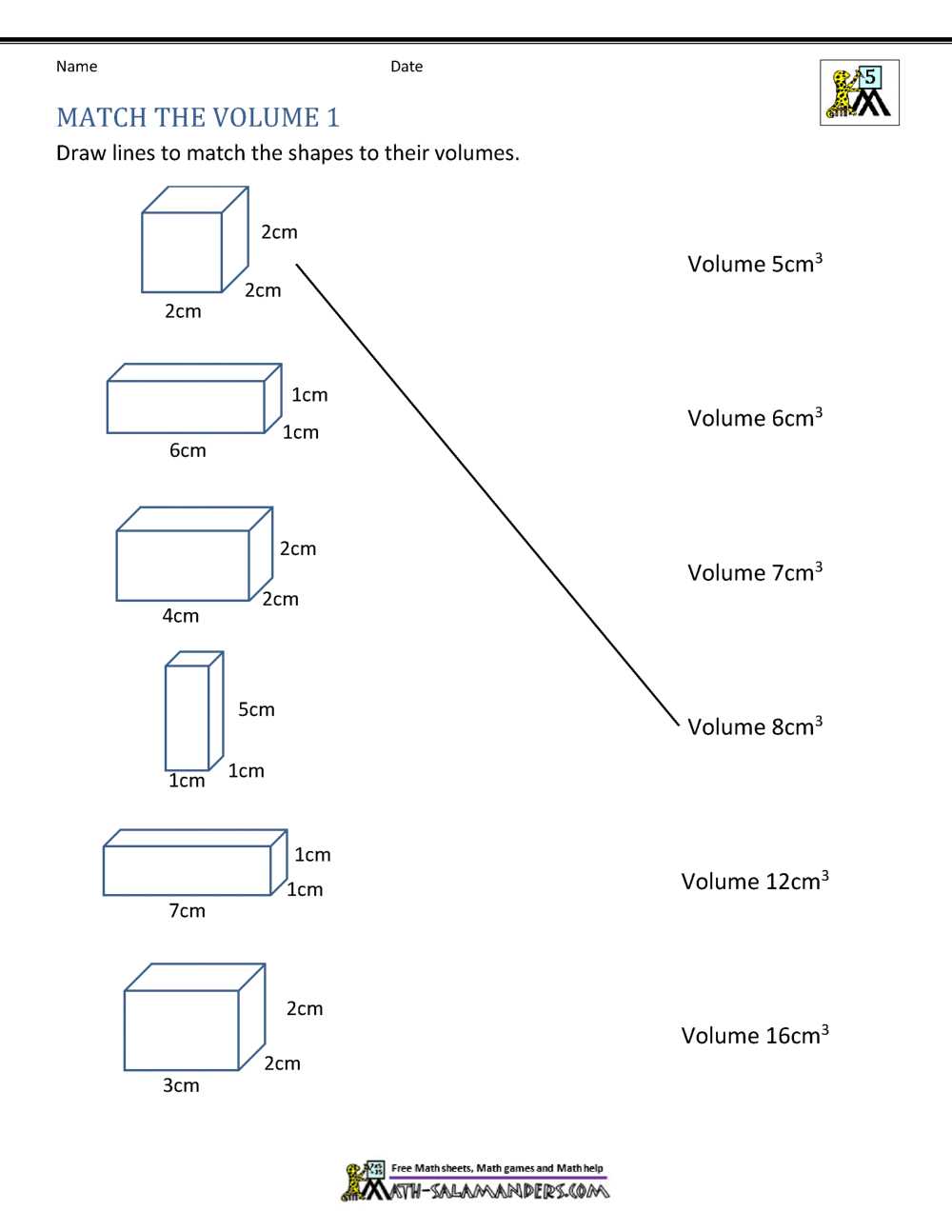 cubic volume worksheets