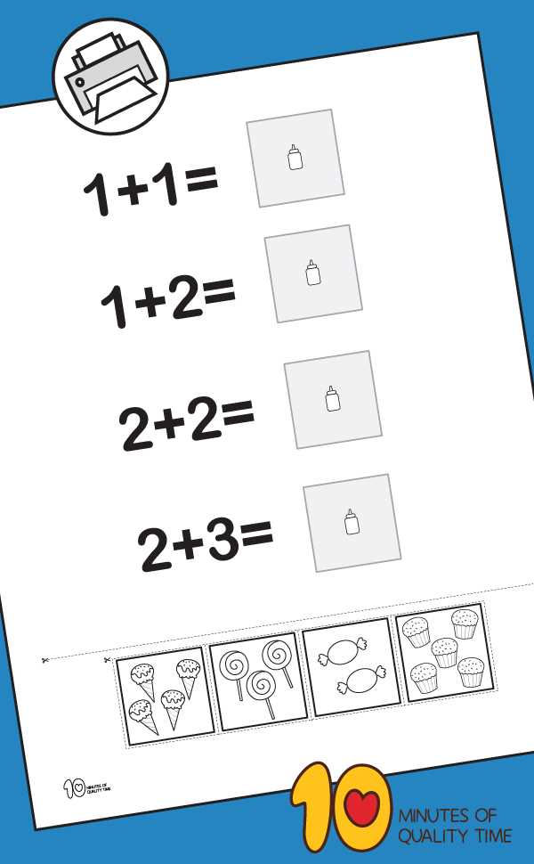 cut and paste addition worksheets for kindergarten