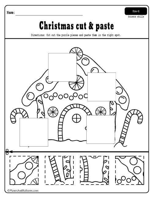 cut and paste christmas worksheets