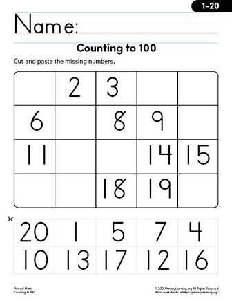 cutting numbers worksheet