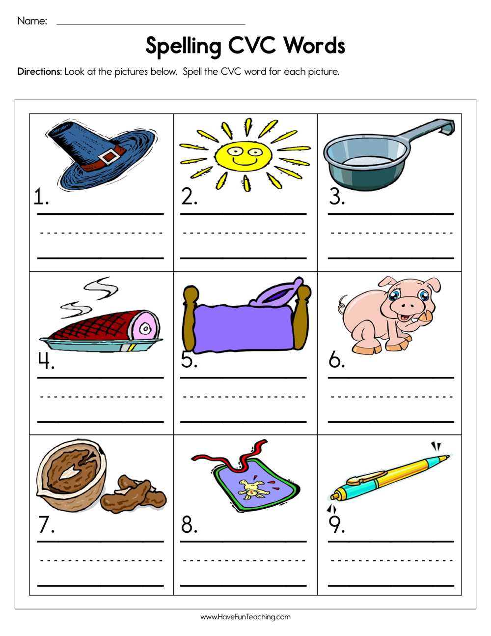 cvc a words worksheets