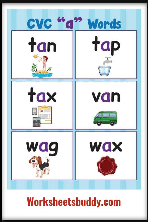 cvc a words worksheets